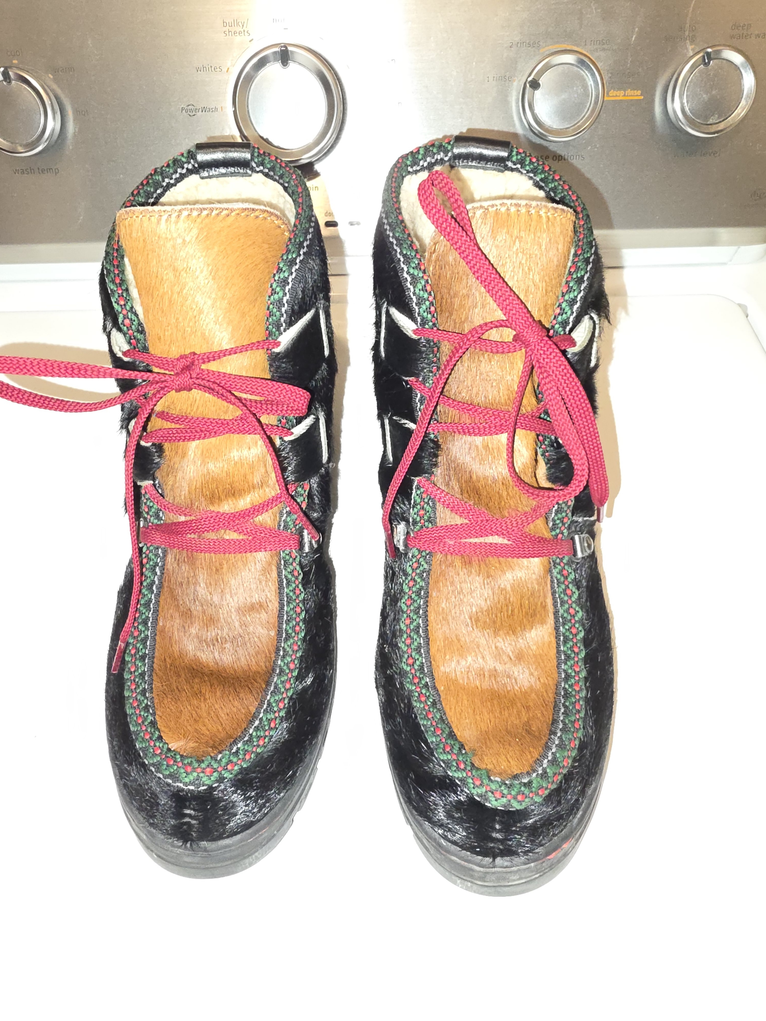 Penelope Chilvers Black & Tan Pony Hair Lace-Up Ankle Boots With Red Laces